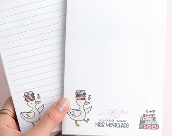 Silly Goose Teacher Notepad, Personalized Teacher Gift, End of the Year Teacher Gift, Teacher Appreciation Gift, Bookish Notepad Stationery