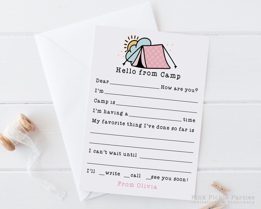Personalized Camp Stationery Set for Girls, A Note From Camp Note Cards