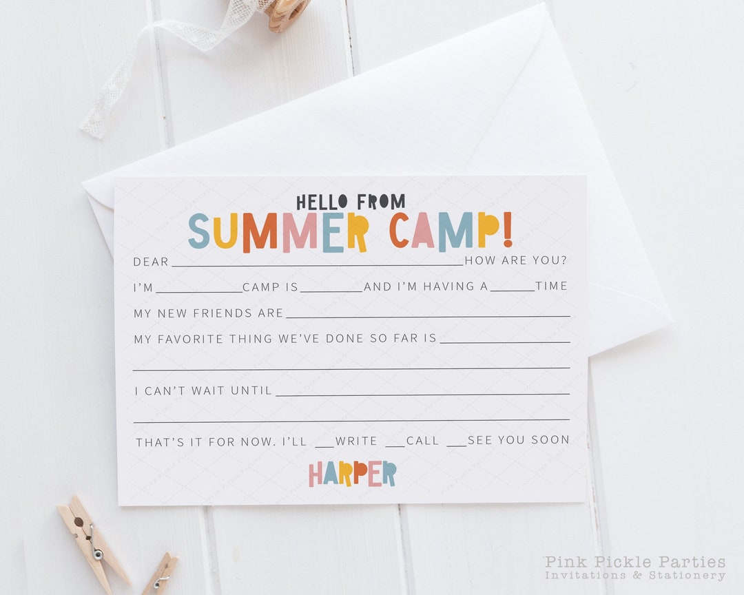Personalized Camp Stationery Set for Girls, A Note From Camp Note Cards