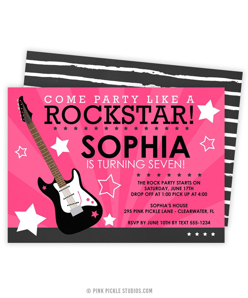 Rockstar Invitation Rockstar Party Rock Star Invitation Etsy