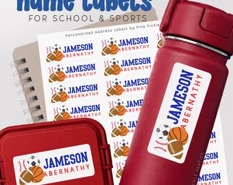 Personalized Sports Theme School Supply Labels, This Belongs to Stickers, Sports Name Sticker, Back to School Labels, School Book Labels