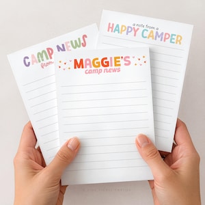 Camp Notepad Personalized Camp Stationery Set For Girls, A Note From Camp Notepad, Letter Home from Camp Notepad, Kids Notepads
