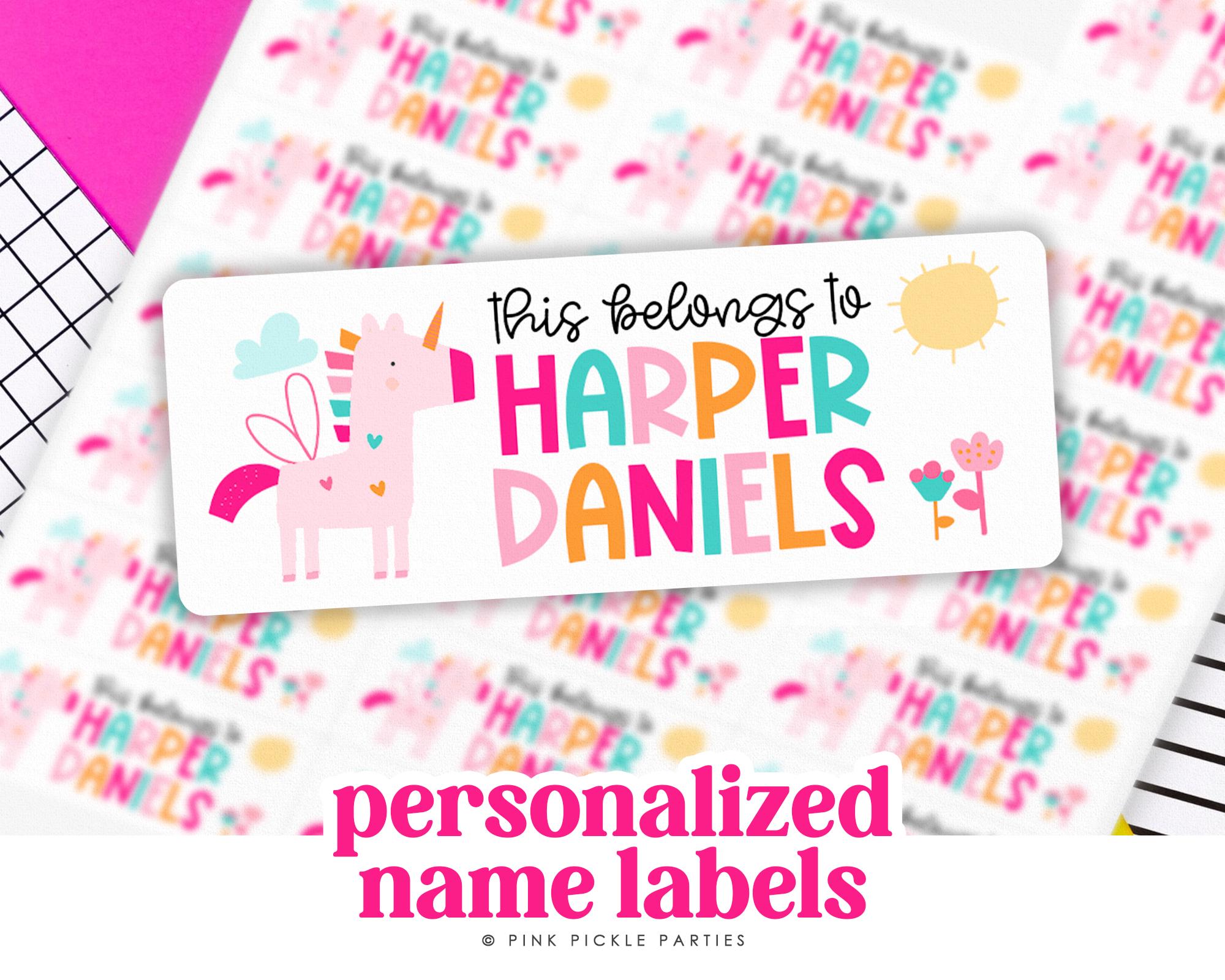 Pre School Supply Labels, This Belongs to Teacher Stickers, Unicorn Name Sticker, Back to School Labels, Personalized School Book Labels