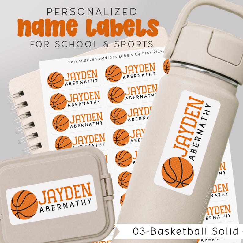 Personalized Basketball School Supply Labels, This Belongs to Stickers ...