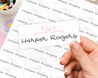 Personalized Bow Teacher Name Labels Waterproof Stickers for School, Water Bottles and School Supplies for Back to School Dishwasher Safe