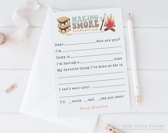 A Note From Camp Note Cards, Fill In The Blank Camp Note Card, Kids Note Cards, Personalized Camp Note Card, Kids Stationery Set | Set of 12