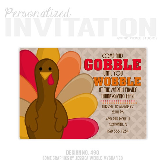 Items similar to Thanksgiving Turkey Birthday Party Invitations ...