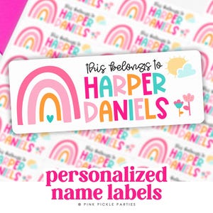 Pre School Supply Labels, This Belongs to Teacher Stickers, Rainbow Name Sticker, Back to School Labels, Personalized School Book Labels