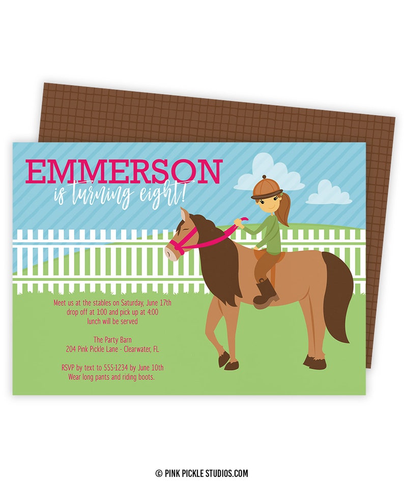 Personalised Birthday Invitations Horse Riding Pony Party x 5