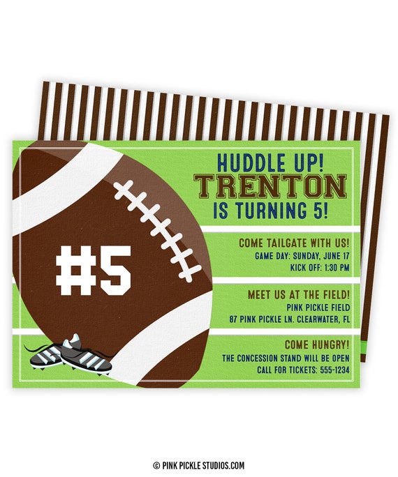 Football Invitation Football Invites Football Birthday Etsy
