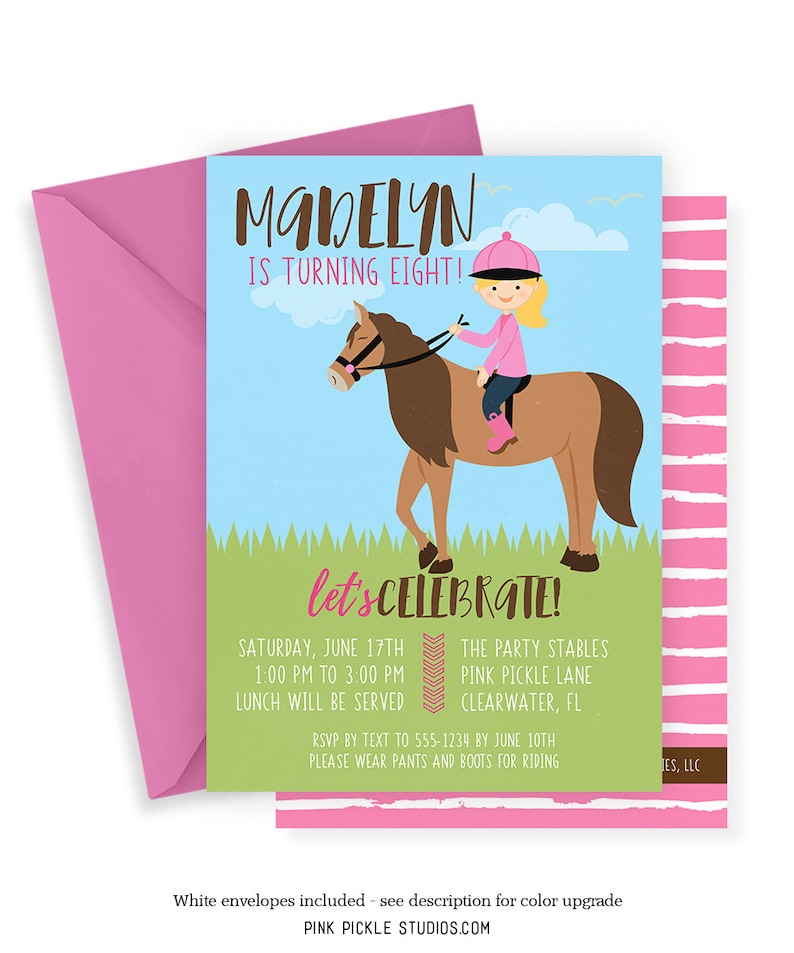 Girl Horse Birthday Invitation Horse Invitations Horse Etsy
