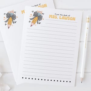 Coquette Bow Teacher Notepad | Pencil Bow Notepad | Personalized Gifts for Teacher | End of Year Teacher Appreciation Gift | To Do List Memo