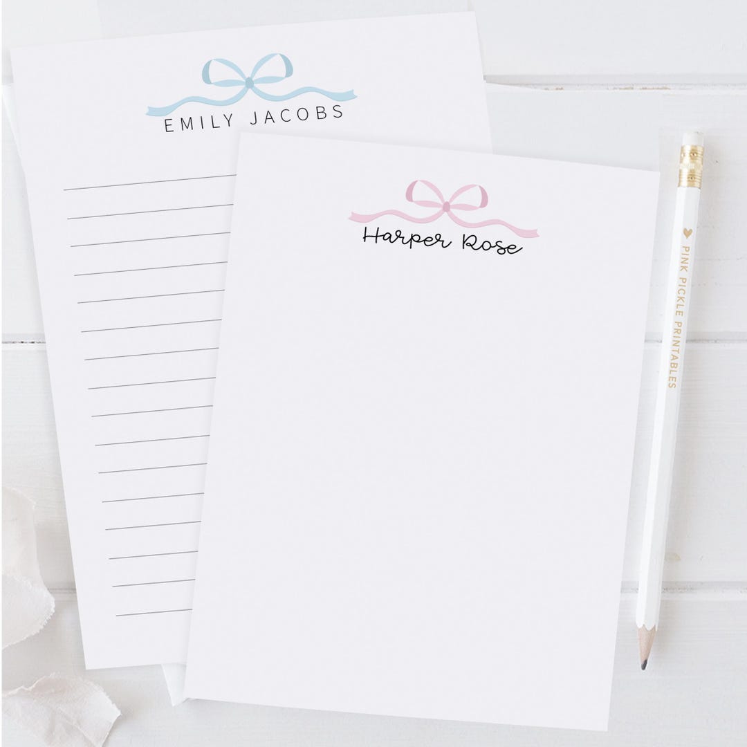 Bow Notepad Personalized Coquette Bow Notepad for Women, Girls Notepad Personalized ...