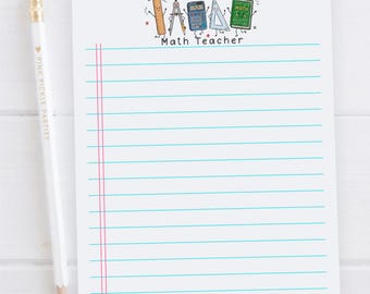 Personalized Math Teacher Notepad | Custom Math Teacher Gift | Math Teacher Stationery | Teacher Appreciation Gift | Math Classroom Memo Pad