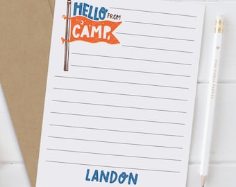 Personalized Camp Stationery Set For Boys, A Note From Camp Note Cards, Fill In The Blank Camp Note Card, Kids Note Cards | Set of 12