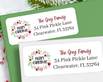Christmas Return Address Labels, Christmas Address Label, Printed Holiday Return Address Label, Personalized Return Address Labels