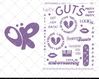 Vintage Olivia Rodrigo Png, GUTS-Album Olivia Tour Png, Gut 4 U Png, Olivia Rodrigo Guts 2024 Png, Olivia GUTS Titelliste Digitaler Download