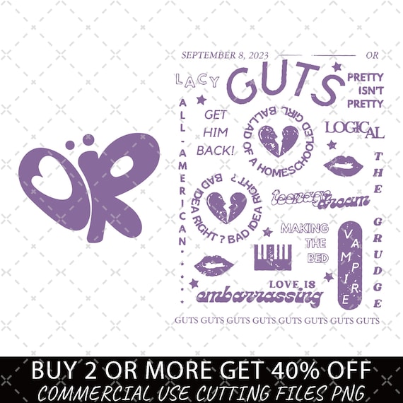 Vintage Olivia Rodrigo Png, GUTS album Olivia Tour Png, Good 4 U Png, Olivia Rodrigo Guts 2024 Png, Olivia GUTS Track List Digital Download
