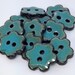 Turquoise Buttons, Flower Buttons, Teal Blue Buttons, Ceramic Beads, Large Star Buttons, Embellishments, Fasteners, Glossy Yarn Buttons