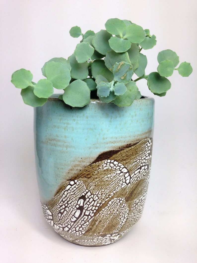 Succulent Planter Ceramic Flower Pot Pottery Planter Green Etsy