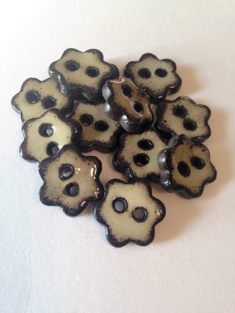 Ceramic Buttons Small Flower Buttons Neutral Tan Buttons Etsy