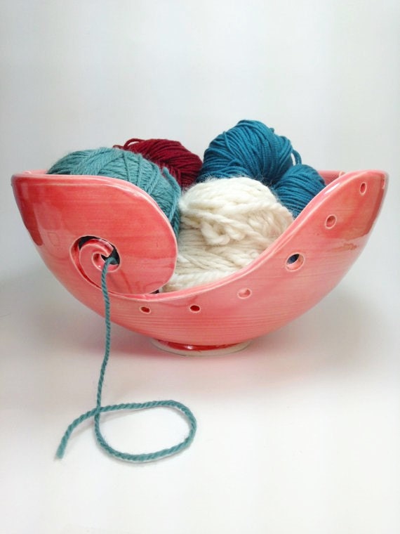 Pink Knitting Bowl Ceramic Yarn Bowl Crochet Bowl Yarn Etsy