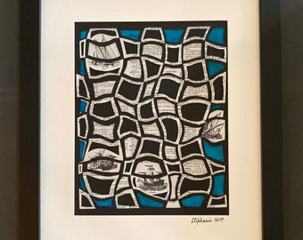 Paper  Weaving - Blue, Contemporary Art, Book Art, Ships