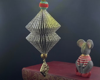 Folded Book Ornament: Handmade Upcycled Vintage Book Art