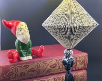 Folded Book Ornament: Handmade Upcycled Book Art with Tassel