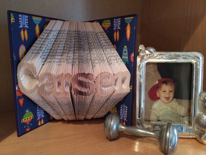 Customized Folded Book Sculpture Your Name Great Baby or Wedding Gift image 1
