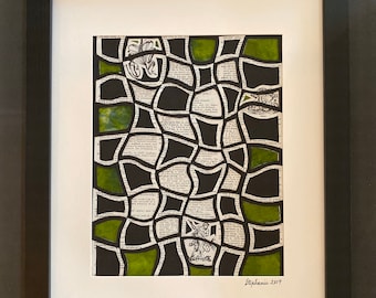 Paper  Weaving - Green, Contemporary Art, Book Art