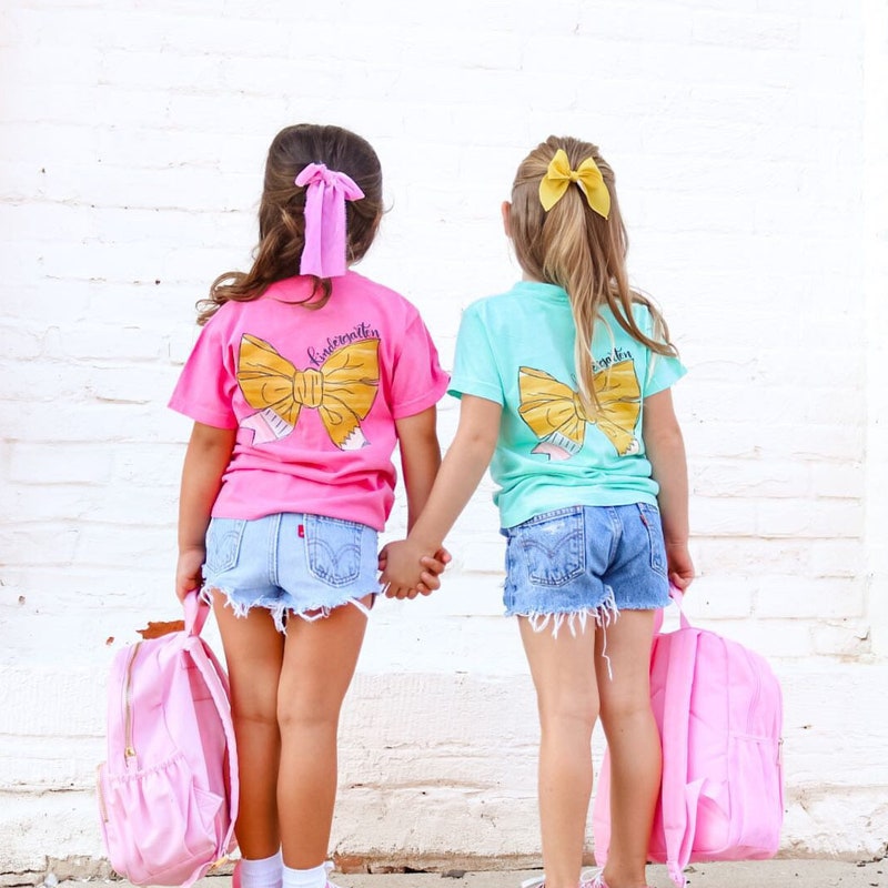 🎀Buy 2 FREE SHIPPING🎀Girl&#39;s coquette back to school shirt, customized grade, teacher tee, custom school shirt, pencil bow tshirt, girls back to school tshirt