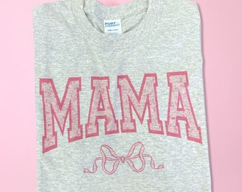 Coquette Mama Shirt, mama tee, bow tee for mama, floral pattern mama shirt, casual tee for moms, coquette girl