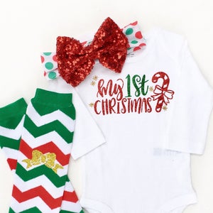 Baby Girl Christmas Outfit, My First Christmas, Girls First Christmas Outfit, Baby 1st Christmas, Newborn Christmas Outfit, Christmas Bow