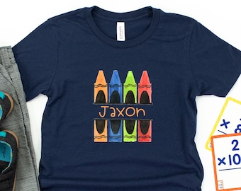 Boys back to school shirt, personalized crayon shirt for boys, boys prek shirt, kindergarten first day of school