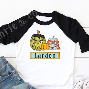Boys Superhero Halloween Shirt, Personalized Halloween Shirt for Boys, frankenstein shirt, toddler halloween shirt, kids halloween shirt
