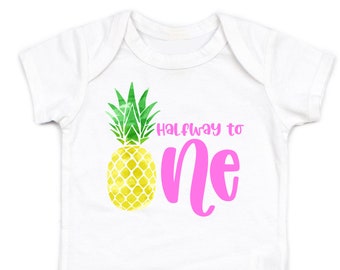 Ananas Geburtstag Outfit, Ananas-Geburtstags-Party, sechs Monate Geburtstag, halb Geburtstag, Baby-Mädchen sechs Monate Geburtstag, Ananas halben Geburtstag