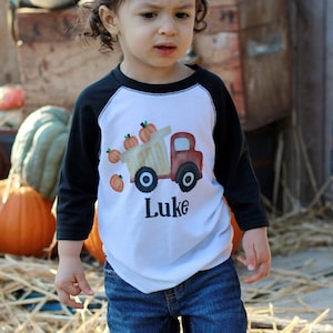 Boys Pumpkin Dumptruck Shirt, Kids Thanksgiving shirt, Personalized Thanksgiving Shirt,  personalized fall shirt for boys, pumpkin Shirt