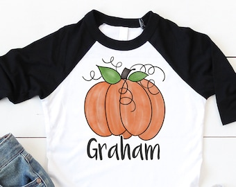 Personalized Boys Pumpkin Shirt, Thanksgiving Tee