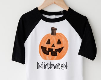 T-shirt d'Halloween personnalisé, T-shirt d'Halloween pour enfants, T-shirt d'Halloween pour tout-petits, T-shirt d'Halloween pour bébé, chemise Jack-O-Lantern, fête d'Halloween