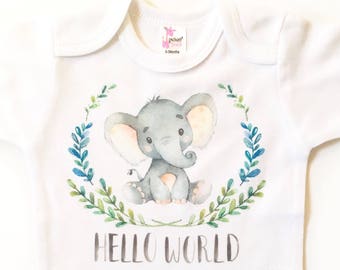 Hello World, Take Home Outfit, Baby Boys Take Home Outfit, Gender Neutral Hello World, Baby Animal Nursery, jungle Baby Shower Gift