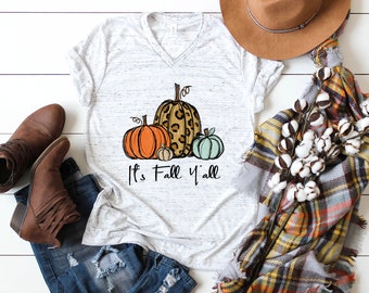 it's fall y'all women's pumpkin shirt, thanksgiving shirt, leopard pumpkin shirt, unisex tee womens