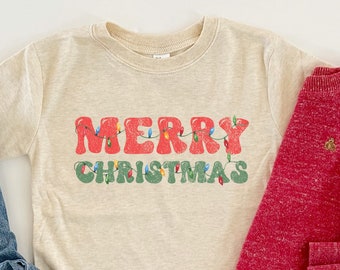 God jul retro tröja med ljus, barnjultröja, jultröja för småbarn, retro jultröja för barn