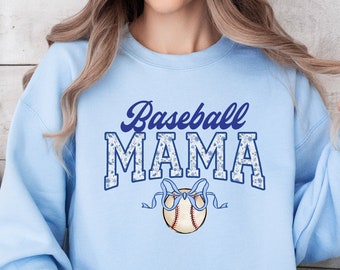 Baseball mama coquette sweatshirt, girlie mama sweatshirt, game day sweatshirt for moms, blue baseball sweatshirt