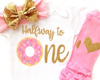 Donut Birthday Outfit, Donut Birthday Party, Six Month Birthday, One, Half Birthday,Baby Girl First Birthday, Baby Girl half birthday outfit