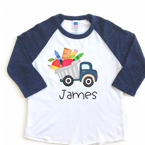 Boys back to school shirt, personalized back to school raglan, back to school truck shirt, first day of school, preschool shirt