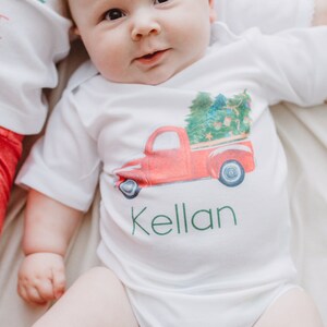 Christmas Tree truck shirt, baby boy Christmas shirt, toddler boys holiday shirt, boy personalized Christmas shirt, newborn Christmas outfit