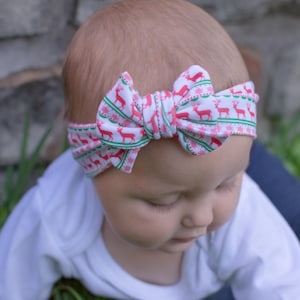 Christmas Headband, Christmas Top Knot, Toddler Headband, Baby Girl Headwrap, baby turban, adjustable headband, nordic Christmas