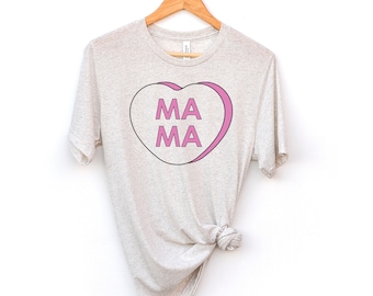 Mama Candy Heart Initial Valentine's Day tshirt / Mom Valentine's shirt / Personalized Valentine's Tshirt