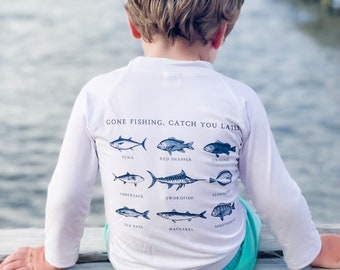 Gone fishing catch you later fishing shirt, boys swim shirt, boys rash guard, fishing shirt for boys, boys long sleeve UPF 50 rash guard